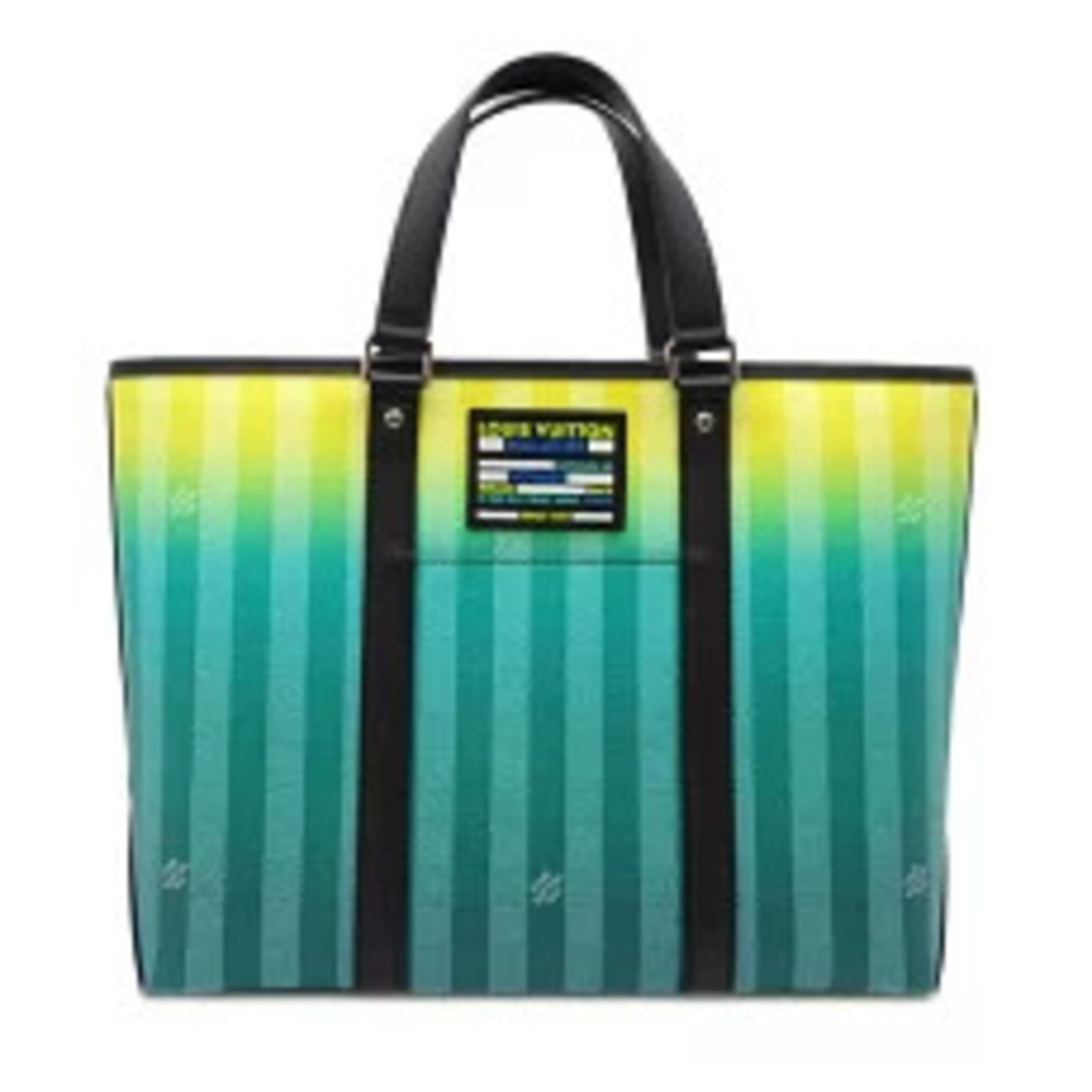 Louis Vuitton Weekend Tote Strap Boston Bag Damier Stripe Green